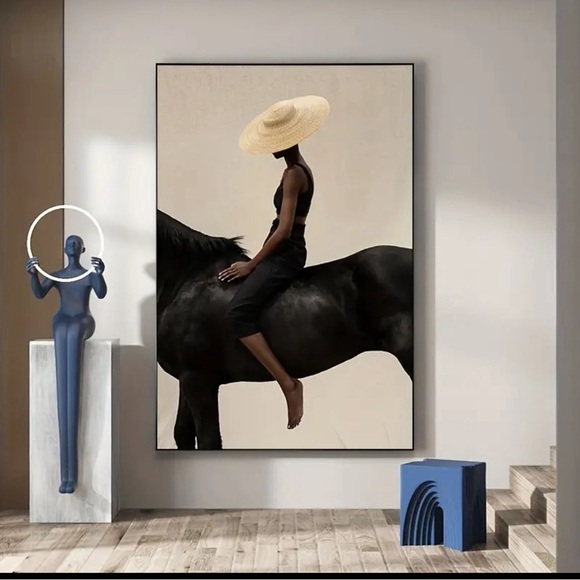 Stunning African American woman Elegant Equestrian Canvas unframed print New - Picture 4 of 13